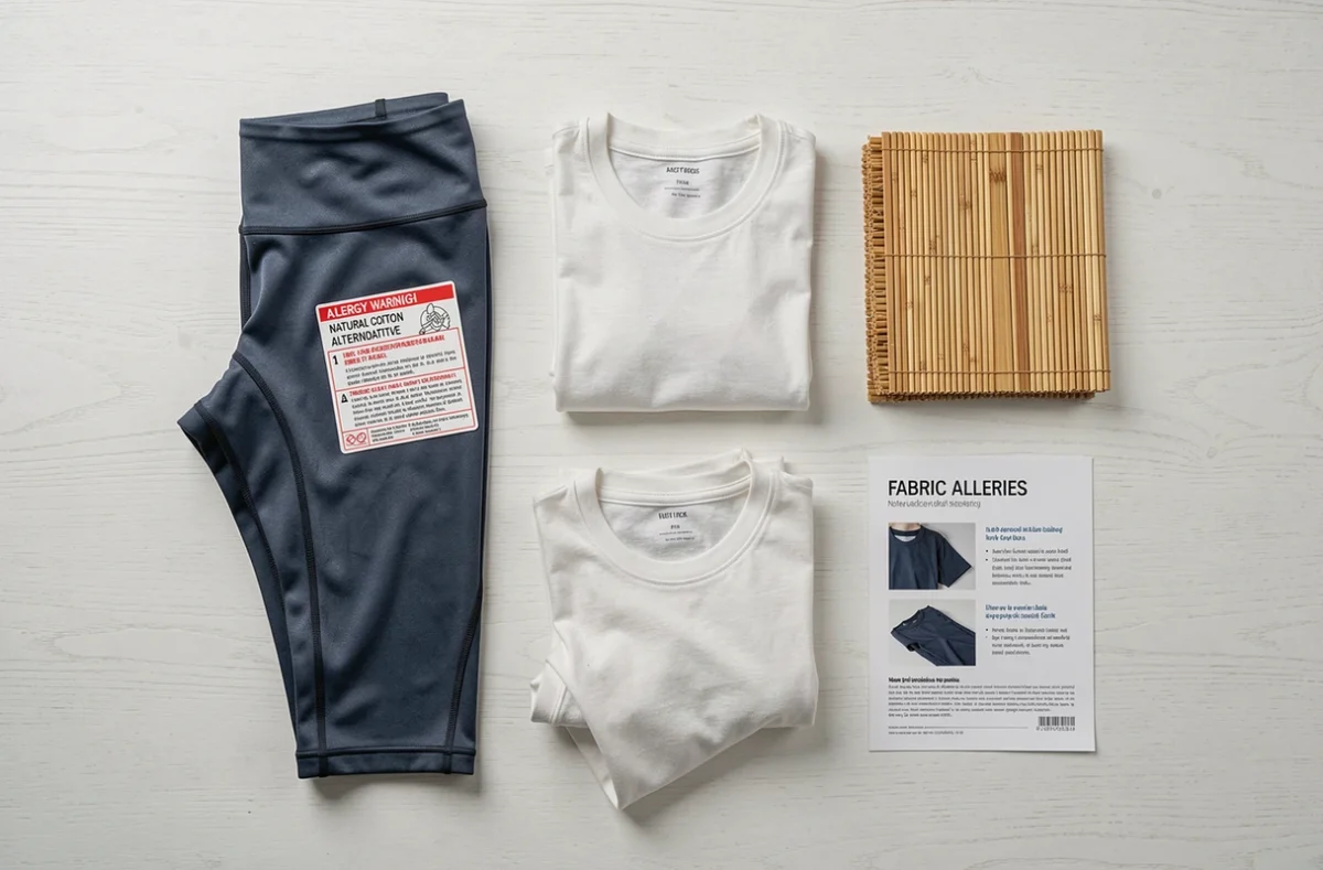 Comparaison de tissus alternatifs au spandex incluant coton et bambou pour peaux sensibles ou allergiques