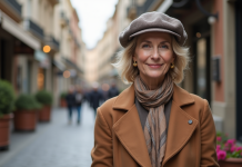 Chapeau et style : conseils pour une belle apparence en toute élégance ! Femme élégante avec beret et manteau dans une rue urbaine