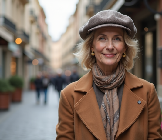 Chapeau et style : conseils pour une belle apparence en toute élégance ! Femme élégante avec beret et manteau dans une rue urbaine