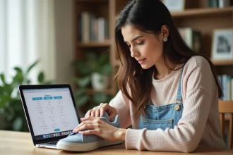 Jeune femme compare une taille de chaussure à la maison