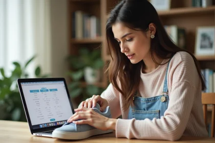 Jeune femme compare une taille de chaussure à la maison