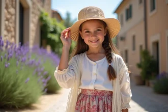 Jeune fille provençale en costume traditionnel souriante