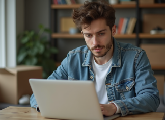 Fiabilité du site Wethenew : analyse et avis à connaître avant achat ! Jeune homme en denim assis à son bureau à la maison