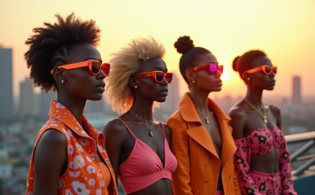 Tendance mode 2025 : anticiper les futurs styles et inspirations ! Jeunes adultes mode futuriste sur un rooftop en ville